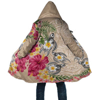 Hawaiian Tropical Flowers and Tribal Turtles Cloak Polynesian Art Motifs Beige Color LT03 Unisex Beige - Polynesian Pride