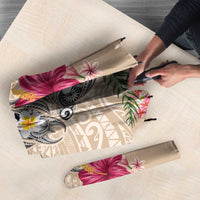 Hawaiian Tropical Flowers and Tribal Turtles Umbrella Polynesian Art Motifs Beige Color LT03 - Polynesian Pride