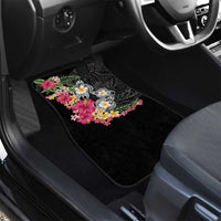 Hawaiian Tropical Flowers and Tribal Turtles Car Mats Polynesian Art Motifs Black Color LT03 - Polynesian Pride