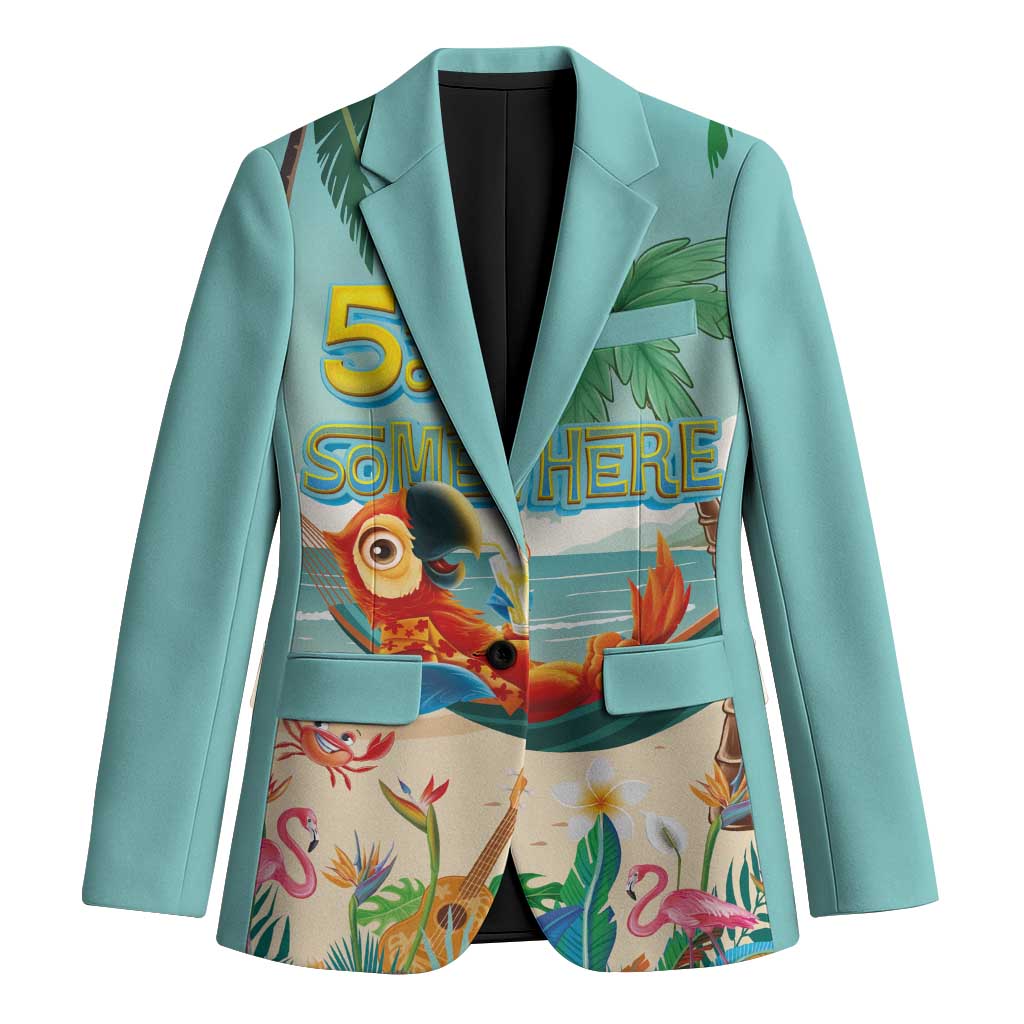 Aloha Hawaii It's 5 o'clock Somewhere Blazer Chill Parrot on Beach with Tropical Plants LT03 Unisex Multicolor - Polynesian Pride