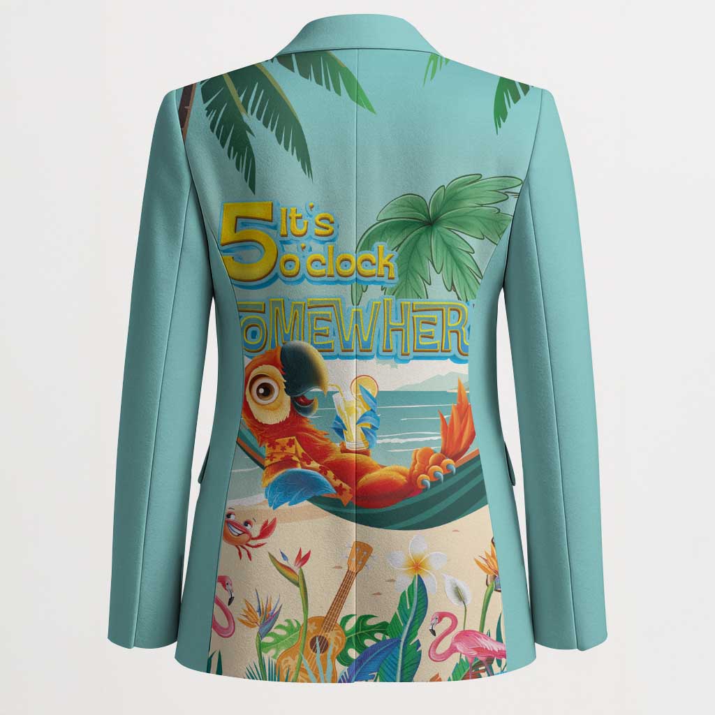 Aloha Hawaii It's 5 o'clock Somewhere Blazer Chill Parrot on Beach with Tropical Plants LT03 - Polynesian Pride