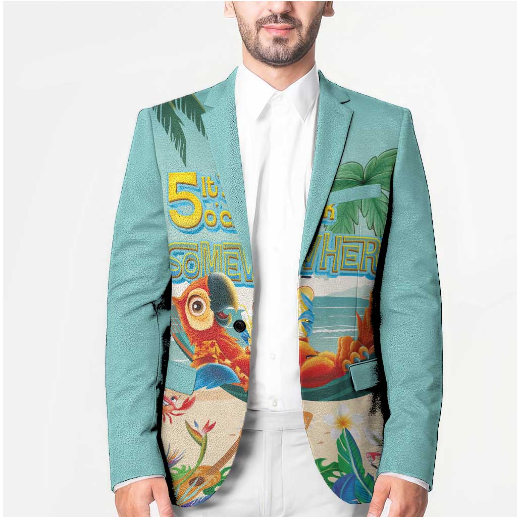 Aloha Hawaii It's 5 o'clock Somewhere Blazer Chill Parrot on Beach with Tropical Plants LT03 - Polynesian Pride