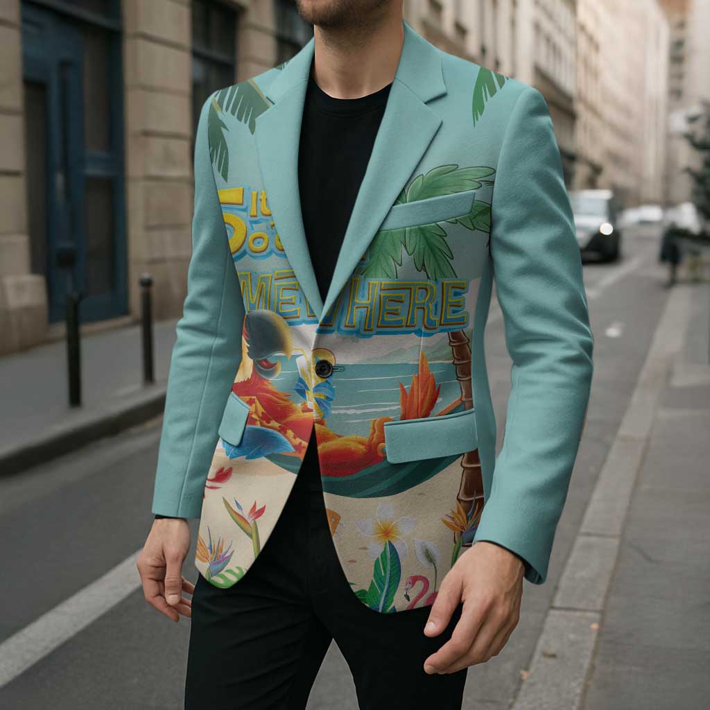 Aloha Hawaii It's 5 o'clock Somewhere Blazer Chill Parrot on Beach with Tropical Plants LT03 - Polynesian Pride