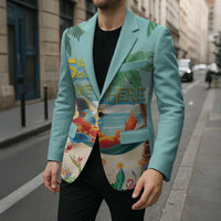 Aloha Hawaii It's 5 o'clock Somewhere Blazer Chill Parrot on Beach with Tropical Plants LT03 - Polynesian Pride