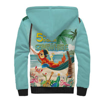 Aloha Hawaii It's 5 o'clock Somewhere Sherpa Hoodie Chill Parrot on Beach with Tropical Plants LT03 - Polynesian Pride