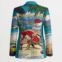 Mele Kalikimaka Hawaii It's 5 o'clock Somewhere Blazer Funny Lazy Santa Claus Chilling with Cocktail LT03 - Polynesian Pride