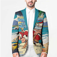 Mele Kalikimaka Hawaii It's 5 o'clock Somewhere Blazer Funny Lazy Santa Claus Chilling with Cocktail LT03 - Polynesian Pride