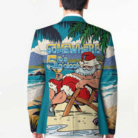 Mele Kalikimaka Hawaii It's 5 o'clock Somewhere Blazer Funny Lazy Santa Claus Chilling with Cocktail LT03 - Polynesian Pride