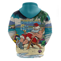 Mele Kalikimaka Hawaii It's 5 o'clock Somewhere Hoodie Funny Lazy Santa Claus Chilling with Cocktail LT03 - Polynesian Pride