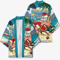 Mele Kalikimaka Hawaii It's 5 o'clock Somewhere Kimono Funny Lazy Santa Claus Chilling with Cocktail LT03 - Polynesian Pride