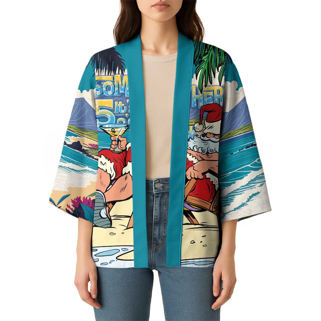 Mele Kalikimaka Hawaii It's 5 o'clock Somewhere Kimono Funny Lazy Santa Claus Chilling with Cocktail LT03 - Polynesian Pride