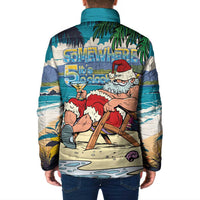 Mele Kalikimaka Hawaii It's 5 o'clock Somewhere Padded Jacket Funny Lazy Santa Claus Chilling with Cocktail LT03 - Polynesian Pride