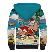 Mele Kalikimaka Hawaii It's 5 o'clock Somewhere Sherpa Hoodie Funny Lazy Santa Claus Chilling with Cocktail LT03 - Polynesian Pride