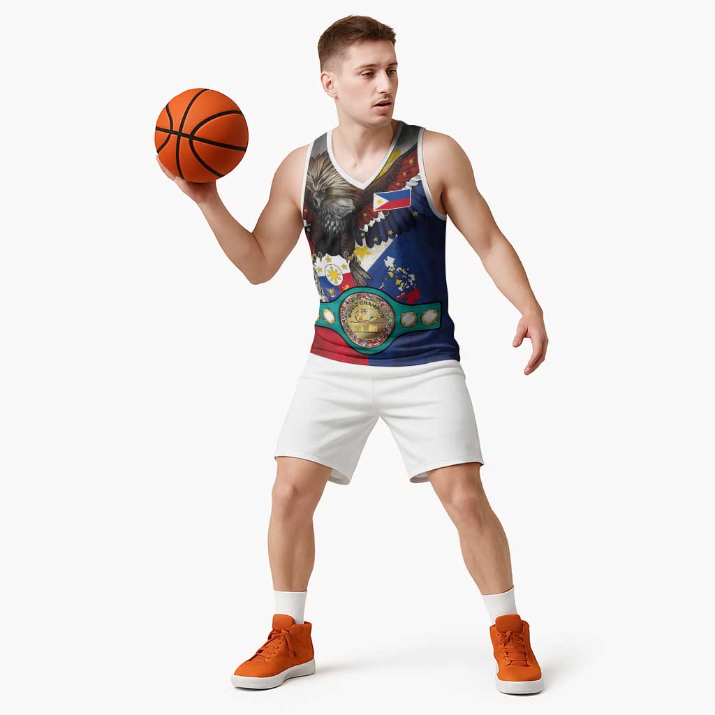 Custom Philippines World Champion Boxing Basketball Jersey Eagle-Grunge Design - Polynesian Pride