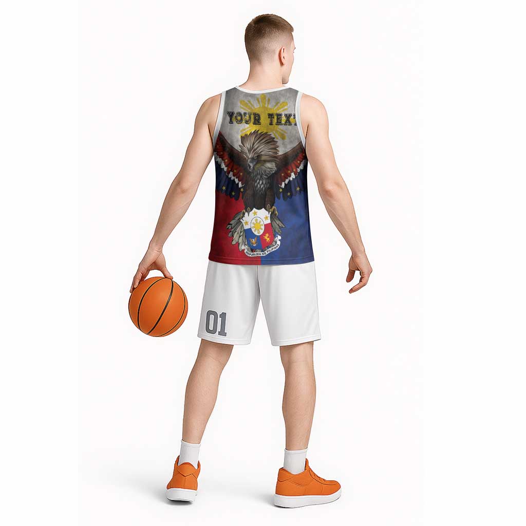 Custom Philippines World Champion Boxing Basketball Jersey Eagle-Grunge Design - Polynesian Pride