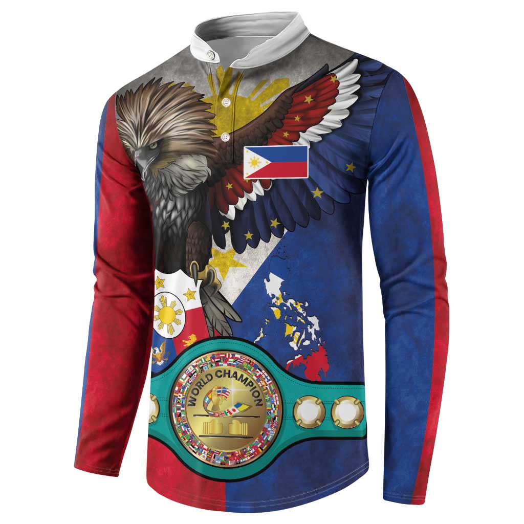 Custom Philippines World Champion Boxing Button Sweatshirt Eagle-Grunge Design LT03 - Polynesian Pride