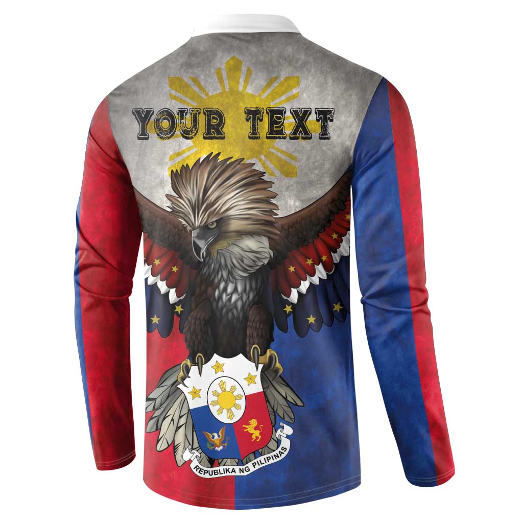 Custom Philippines World Champion Boxing Button Sweatshirt Eagle-Grunge Design LT03 - Polynesian Pride