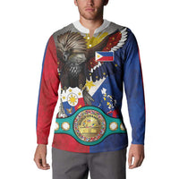 Custom Philippines World Champion Boxing Button Sweatshirt Eagle-Grunge Design LT03 - Polynesian Pride