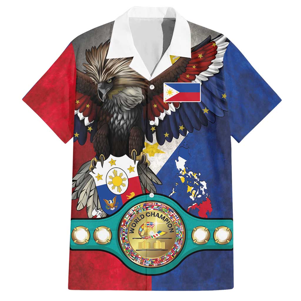 Custom Philippines World Champion Boxing Hawaiian Shirt Eagle-Grunge Design - Polynesian Pride
