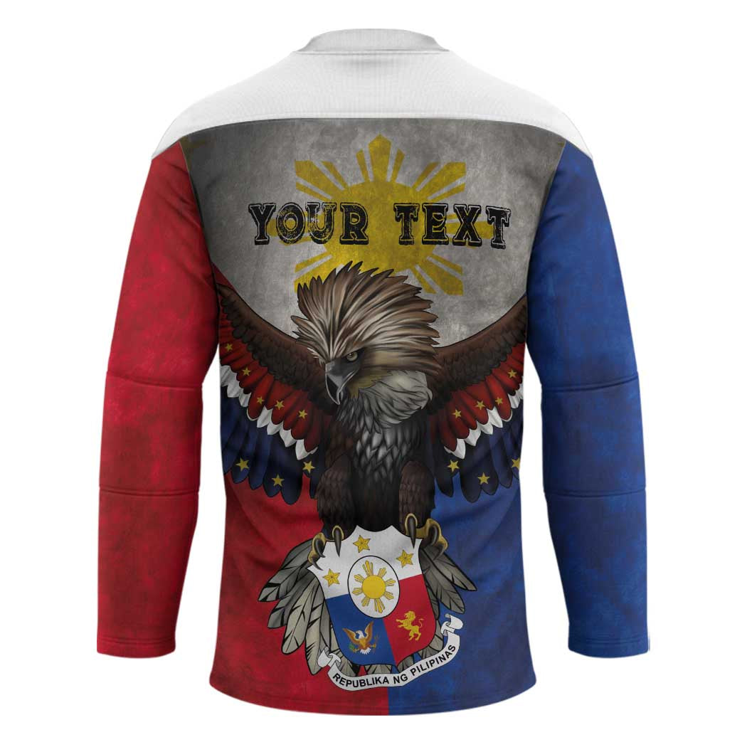 Custom Philippines World Champion Boxing Hockey Jersey Eagle-Grunge Design - Polynesian Pride