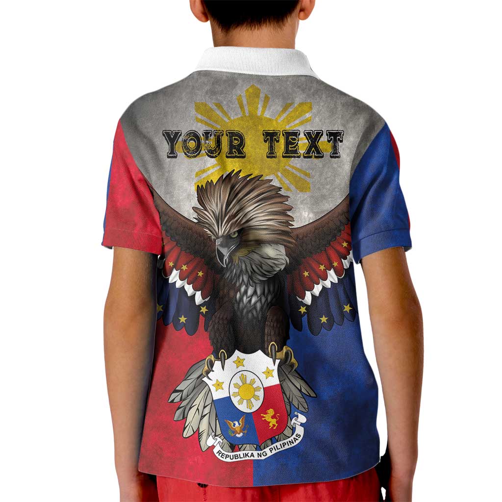 Custom Philippines World Champion Boxing Kid Polo Shirt Eagle-Grunge Design LT03 - Polynesian Pride
