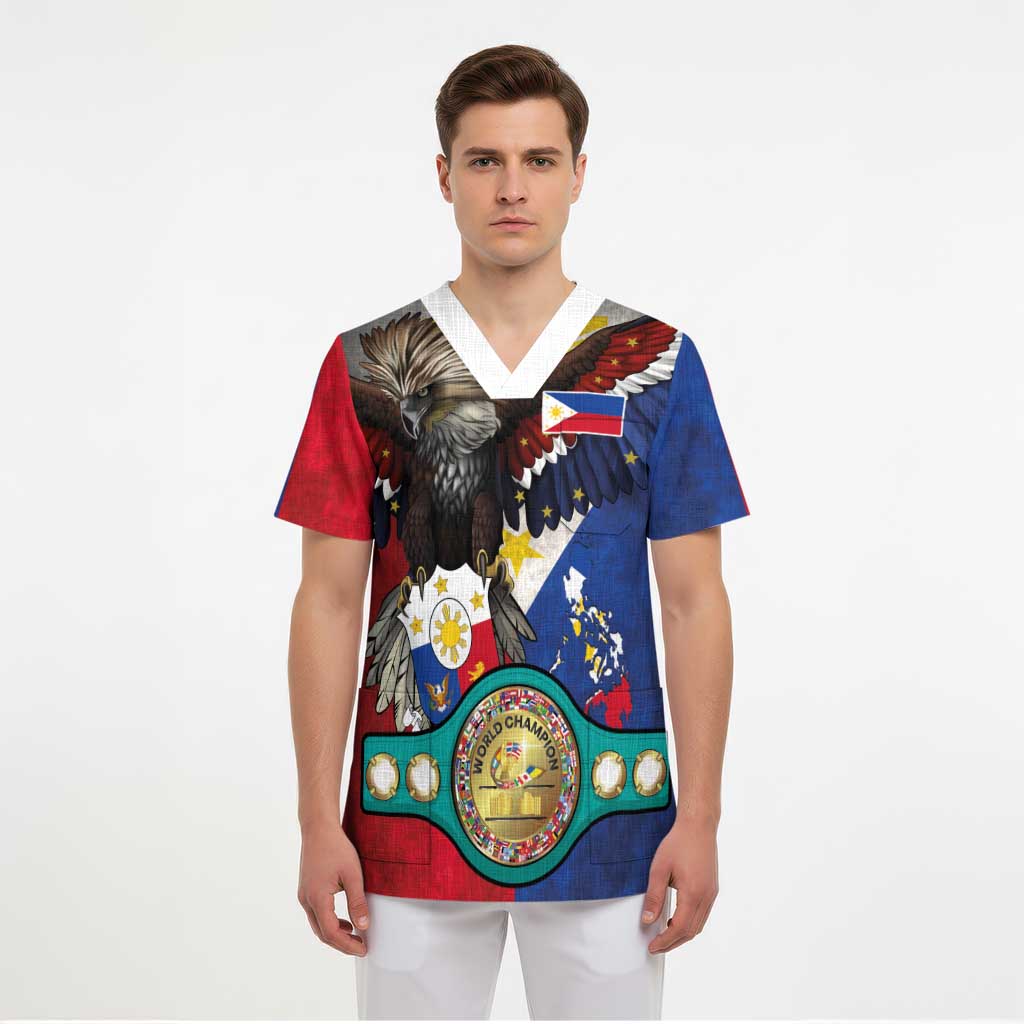 Custom Philippines World Champion Boxing Scrub Top Eagle-Grunge Design LT03 - Polynesian Pride