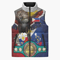 Custom Philippines World Champion Boxing Sleeveless Puffer Jacket Eagle-Grunge Design LT03 Unisex Multicolor - Polynesian Pride