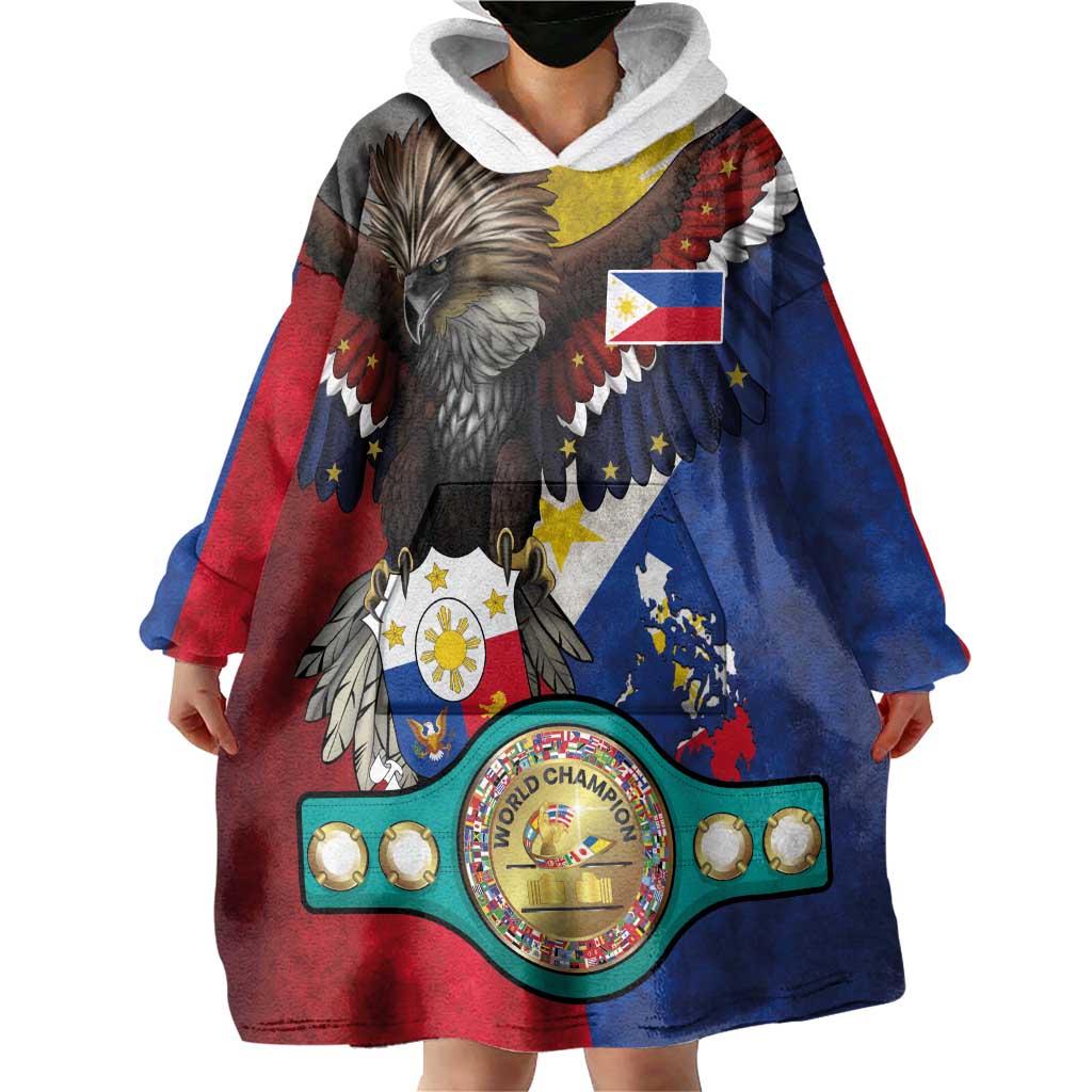Custom Philippines World Champion Boxing Wearable Blanket Hoodie Eagle-Grunge Design LT03 - Polynesian Pride