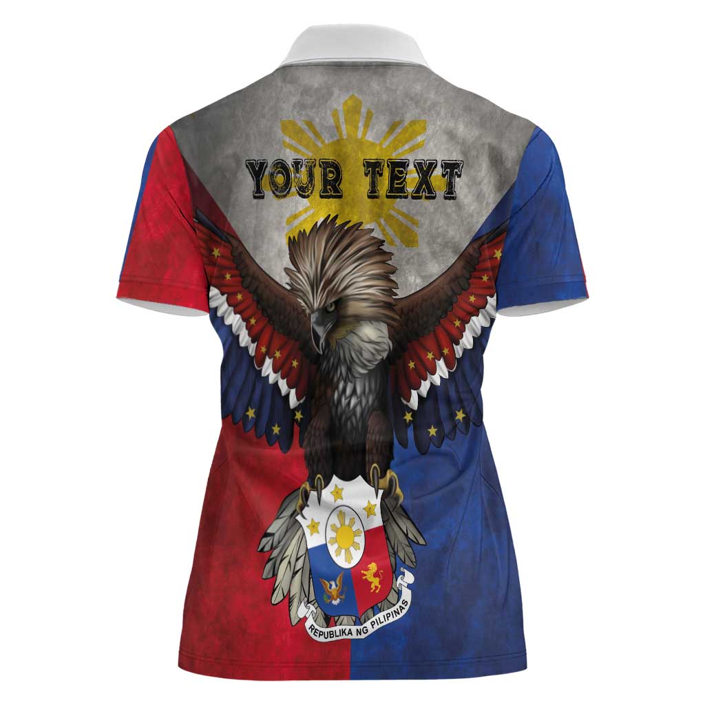 Custom Philippines World Champion Boxing Women Polo Shirt Eagle-Grunge Design LT03 - Polynesian Pride