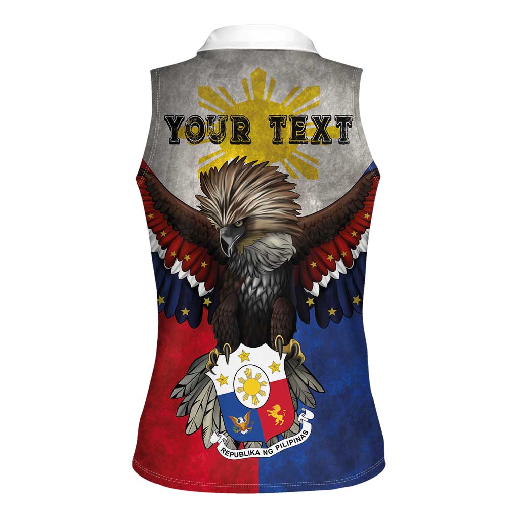 Custom Philippines World Champion Boxing Women Sleeveless Polo Shirt Eagle-Grunge Design LT03 - Polynesian Pride
