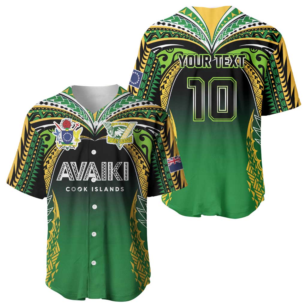 Custom Cook Islands Rugby League Baseball Jersey Avaiki Tatau Tribal Motifs Black Color LT03 - Polynesian Pride