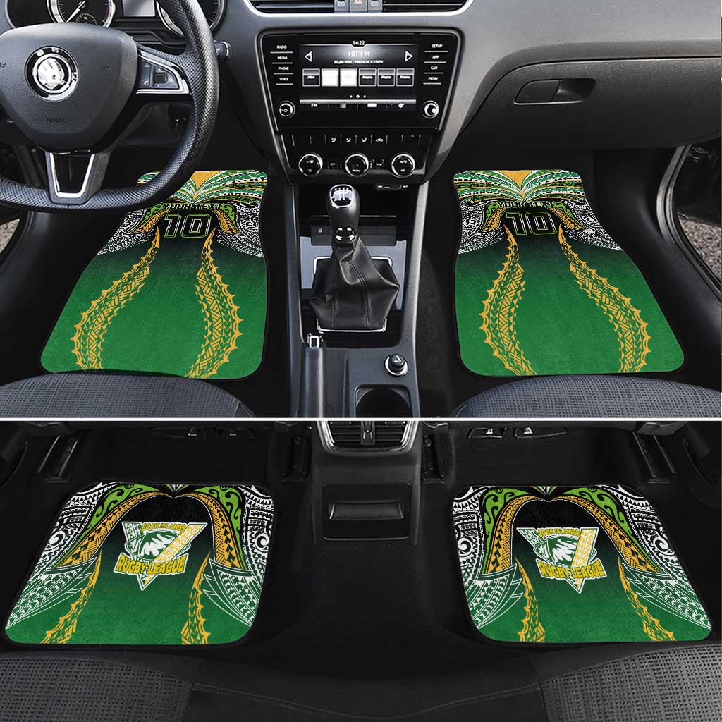 Custom Cook Islands Rugby League Car Mats Avaiki Tatau Tribal Motifs Black Color LT03 Set 4pcs Black - Polynesian Pride