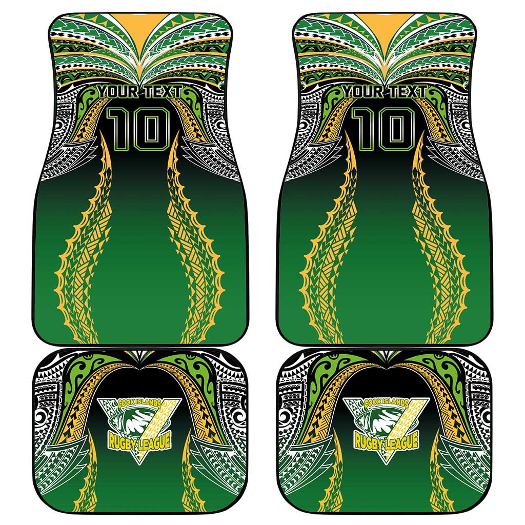 Custom Cook Islands Rugby League Car Mats Avaiki Tatau Tribal Motifs Black Color LT03 - Polynesian Pride