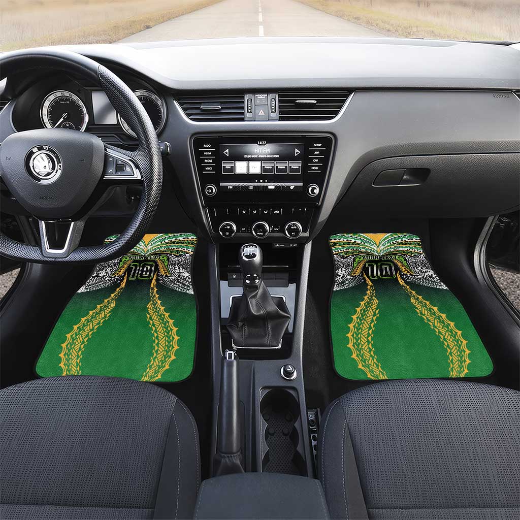 Custom Cook Islands Rugby League Car Mats Avaiki Tatau Tribal Motifs Black Color LT03 Set 2pcs - Front Black - Polynesian Pride
