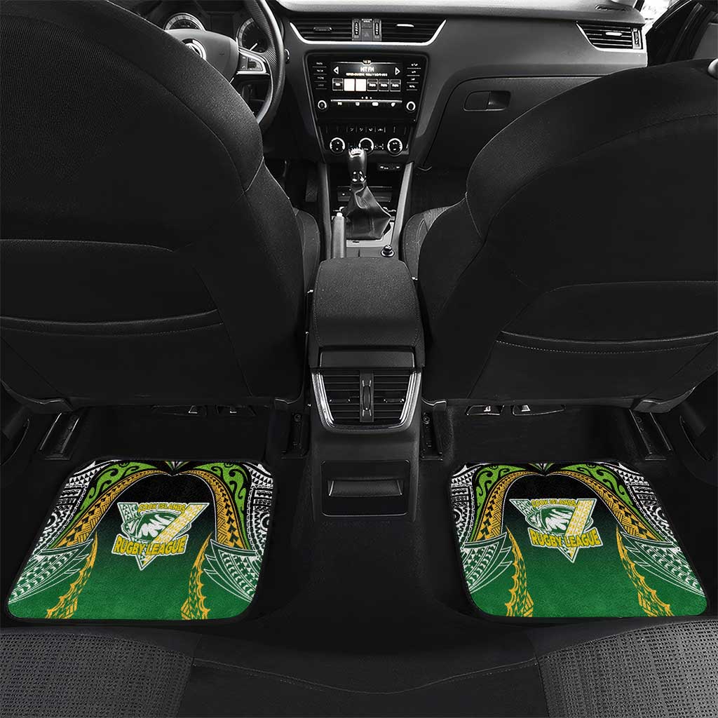 Custom Cook Islands Rugby League Car Mats Avaiki Tatau Tribal Motifs Black Color LT03 Set 2pcs - Back Black - Polynesian Pride