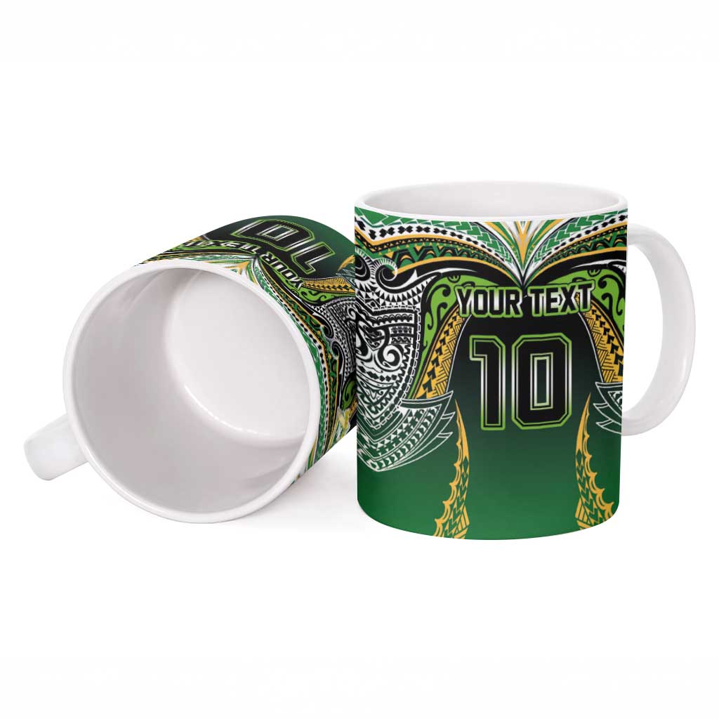 Custom Cook Islands Rugby League Ceramic Mug Avaiki Tatau Tribal Motifs Black Color LT03 - Polynesian Pride