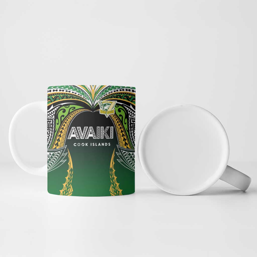 Custom Cook Islands Rugby League Ceramic Mug Avaiki Tatau Tribal Motifs Black Color LT03 - Polynesian Pride