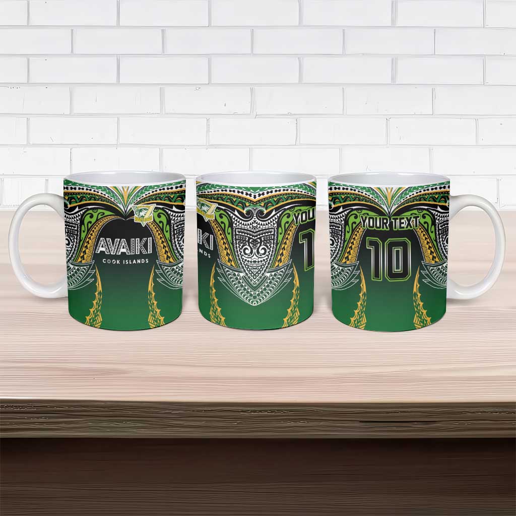 Custom Cook Islands Rugby League Ceramic Mug Avaiki Tatau Tribal Motifs Black Color LT03 - Polynesian Pride