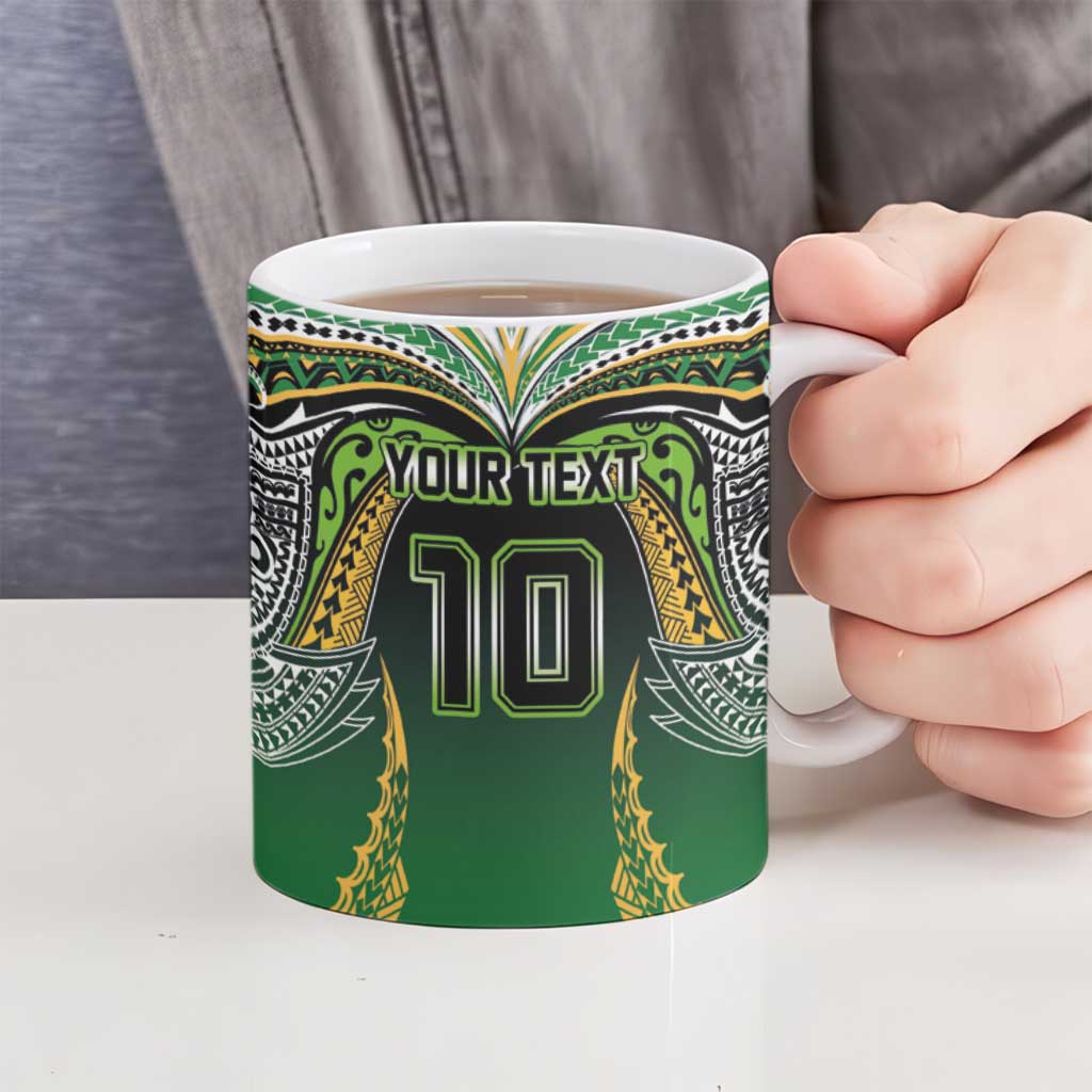 Custom Cook Islands Rugby League Ceramic Mug Avaiki Tatau Tribal Motifs Black Color LT03 - Polynesian Pride