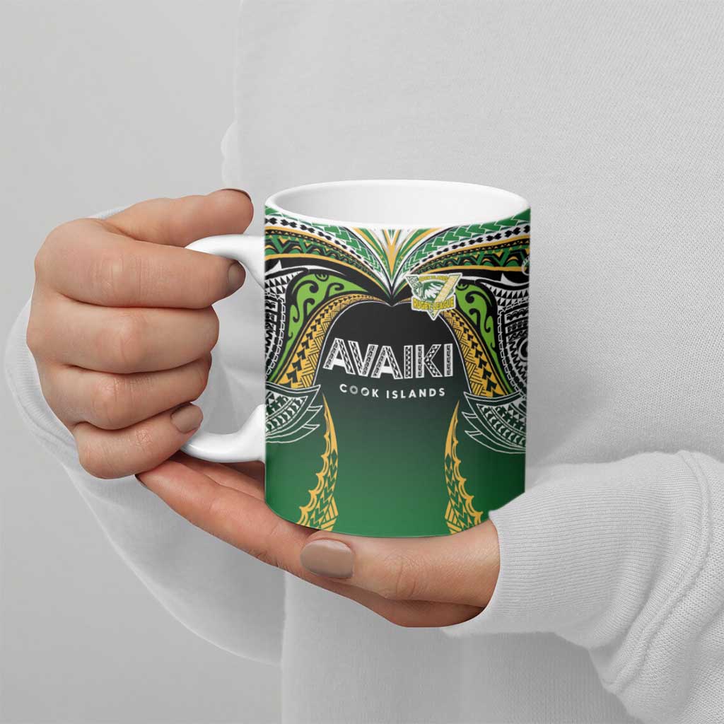 Custom Cook Islands Rugby League Ceramic Mug Avaiki Tatau Tribal Motifs Black Color LT03 - Polynesian Pride