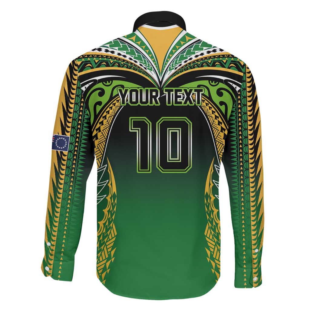 Custom Cook Islands Rugby League Family Matching Long Sleeve Bodycon Dress and Hawaiian Shirt Avaiki Tatau Tribal Motifs Black Color LT03 - Polynesian Pride