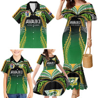 Custom Cook Islands Rugby League Family Matching Mermaid Dress and Hawaiian Shirt Avaiki Tatau Tribal Motifs Black Color LT03 - Polynesian Pride