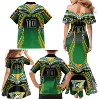 Custom Cook Islands Rugby League Family Matching Mermaid Dress and Hawaiian Shirt Avaiki Tatau Tribal Motifs Black Color LT03 - Polynesian Pride
