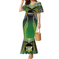 Custom Cook Islands Rugby League Family Matching Mermaid Dress and Hawaiian Shirt Avaiki Tatau Tribal Motifs Black Color LT03 Mom's Dress Black - Polynesian Pride