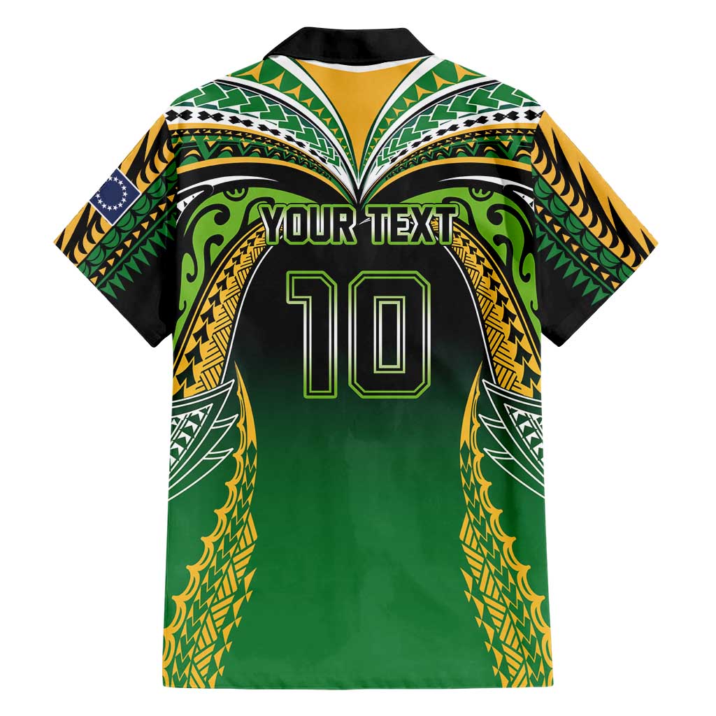 Custom Cook Islands Rugby League Family Matching Off The Shoulder Long Sleeve Dress and Hawaiian Shirt Avaiki Tatau Tribal Motifs Black Color LT03 - Polynesian Pride