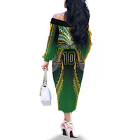 Custom Cook Islands Rugby League Family Matching Off The Shoulder Long Sleeve Dress and Hawaiian Shirt Avaiki Tatau Tribal Motifs Black Color LT03 - Polynesian Pride