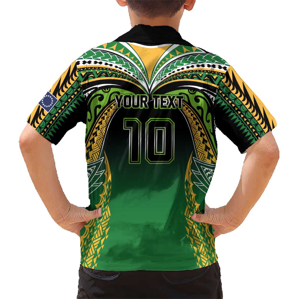 Custom Cook Islands Rugby League Family Matching Tank Maxi Dress and Hawaiian Shirt Avaiki Tatau Tribal Motifs Black Color LT03 - Polynesian Pride