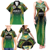 Custom Cook Islands Rugby League Family Matching Tank Maxi Dress and Hawaiian Shirt Avaiki Tatau Tribal Motifs Black Color LT03 - Polynesian Pride