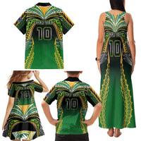 Custom Cook Islands Rugby League Family Matching Tank Maxi Dress and Hawaiian Shirt Avaiki Tatau Tribal Motifs Black Color LT03 - Polynesian Pride