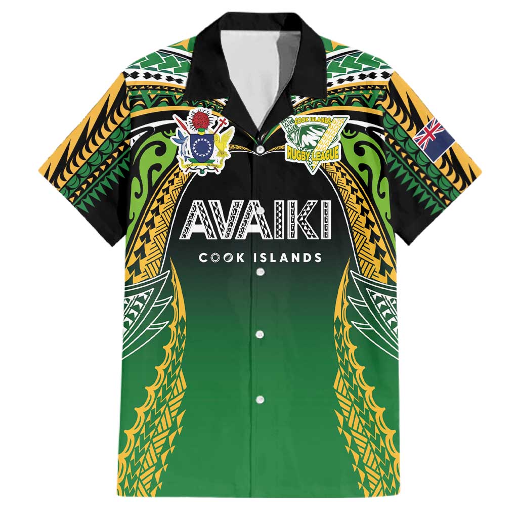 Custom Cook Islands Rugby League Family Matching Tank Maxi Dress and Hawaiian Shirt Avaiki Tatau Tribal Motifs Black Color LT03 Dad's Shirt - Short Sleeve Black - Polynesian Pride